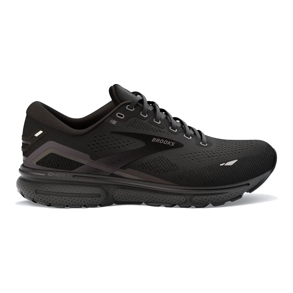 Men's Brooks Ghost 15, Black/Black/Ebony, 11.5 D Medium