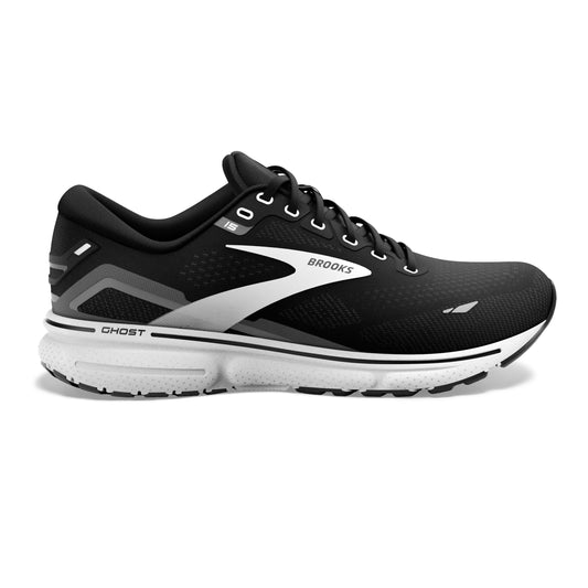 Men's Brooks Ghost 15, Black/Blackened Pearl/White, 11.5 2E Wide