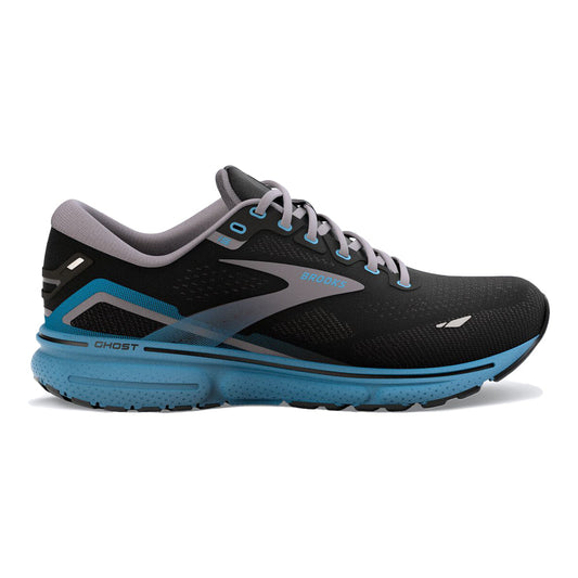 Men's Brooks Ghost 15, Black/Blackened Pearl/Blue, 12.5 D Medium