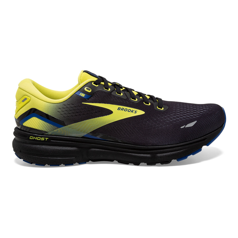 Men's Brooks Ghost 15, Black/Nightlife/Blue, 10.5 D Medium