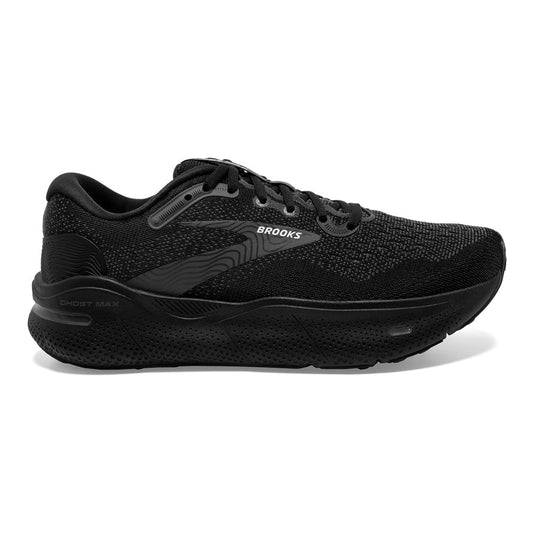 Men's Brooks Ghost Max, Black/Black/Ebony, 12 4E Extra Wide