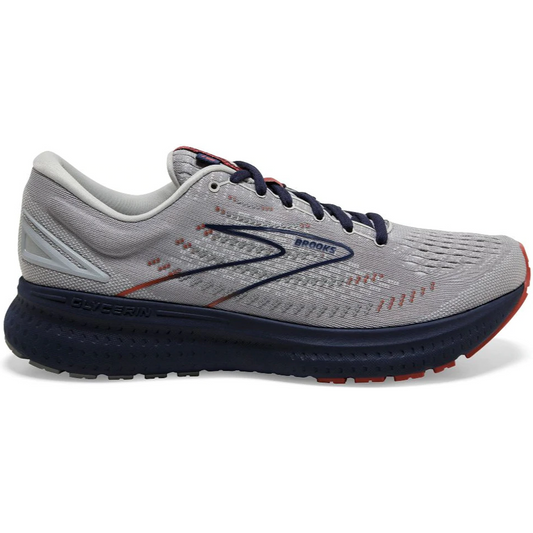 Men's Brooks Glycerin 19, Grey/Alloy/Peacoat, 10.5 D Medium