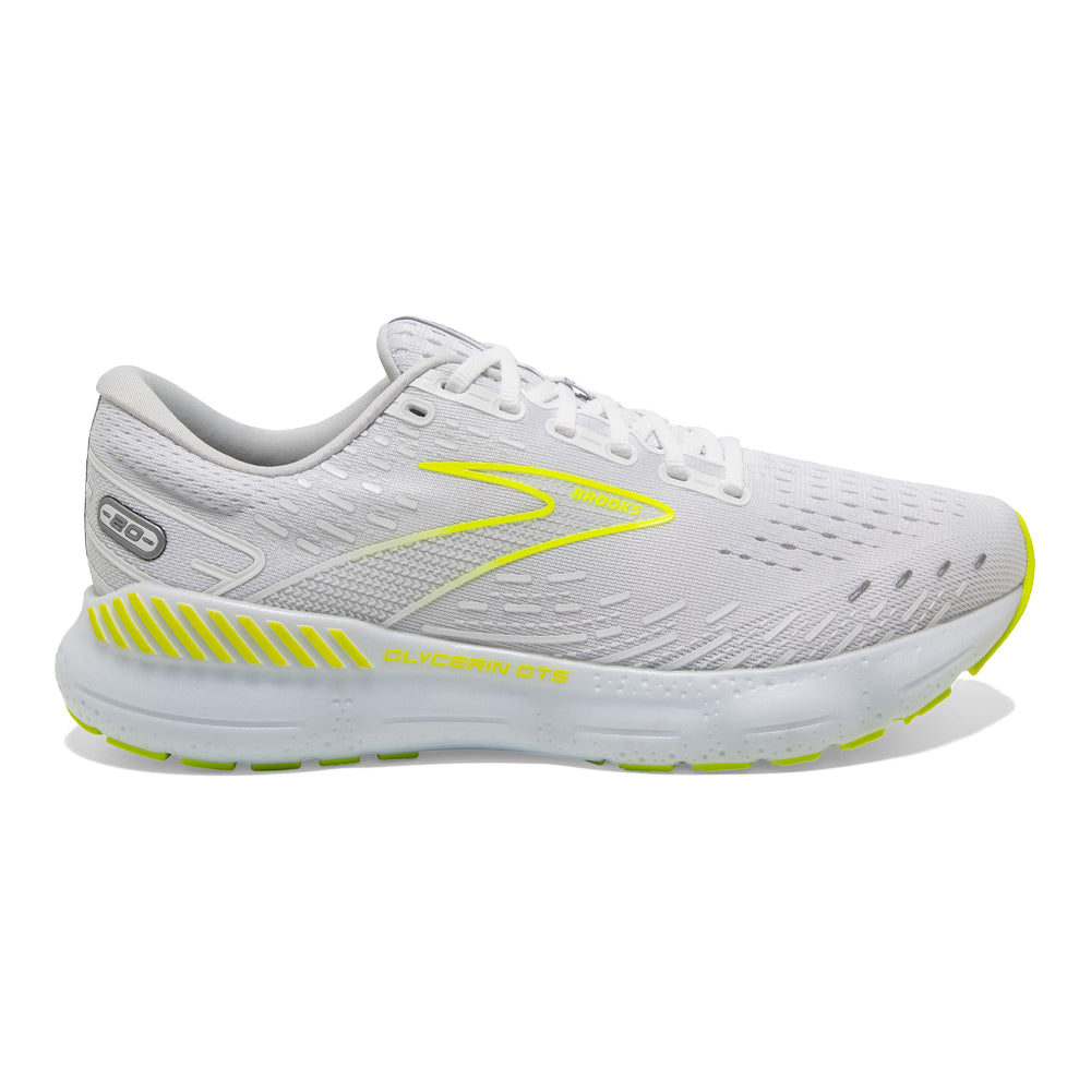 Men's Brooks Glycerin GTS 20, White/Nightlife, 8 D Medium