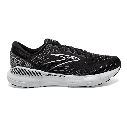 Men's Brooks Glycerin GTS 20, Black/White/Alloy, 8.5 D Medium