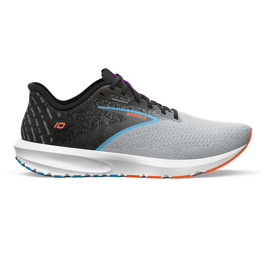 Men's Brooks Launch 10, Black/Grey/Orange Clown Fish, 11.5 D Medium