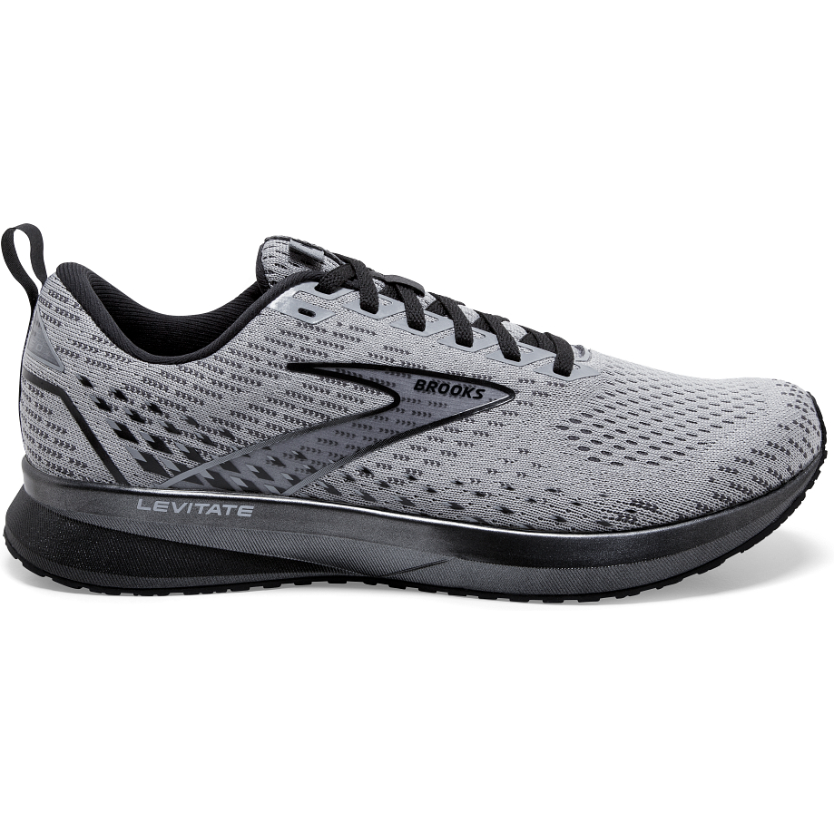 Men's Brooks Levitate 5, Grey/Blackened Pearl/Black, 9.5 D Medium