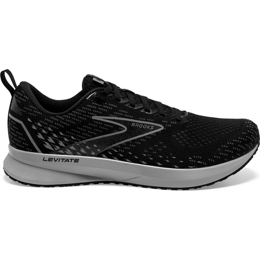 Men's Brooks Levitate 5, Black/Ebony/Grey, 9.5 D Medium