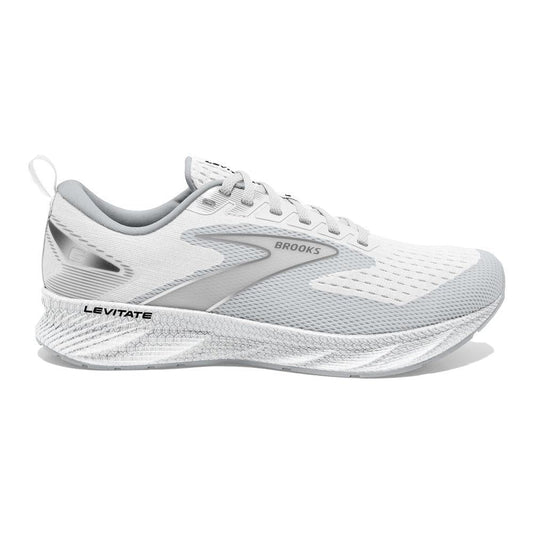 Men's Brooks Levitate 6, Bright White/Oyster Mushroom, 12.5 D Medium