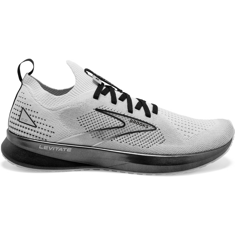 Men's Brooks Levitate Stealthfit 5, White/Grey/Black, 9.5 D Medium