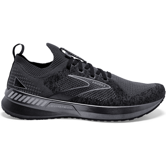 Men's Brooks Levitate Stealthfit GTS 5, Black/Ebony/Grey, 12 D Medium