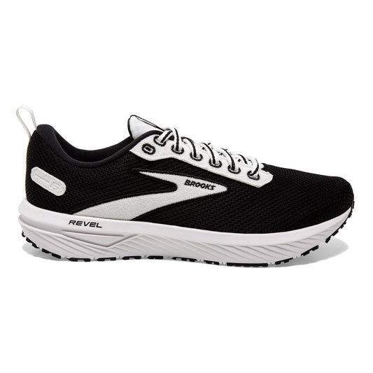 Men's Brooks Revel 6, Black/White, 10.5 D Medium