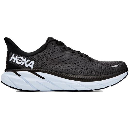 Men's Hoka One One Clifton 8, Black/White, 8.5 D Medium