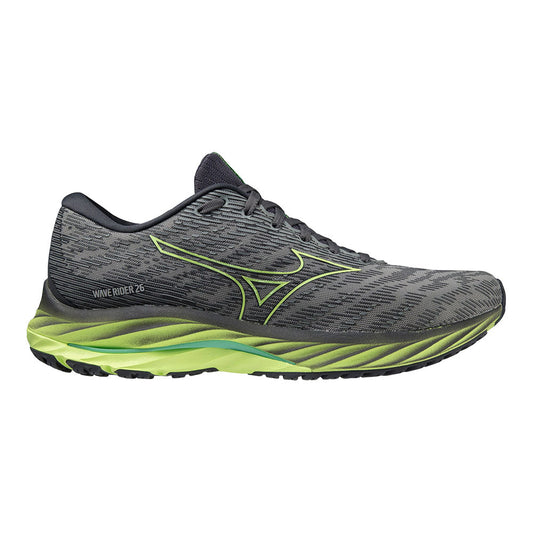 Men's Mizuno Wave Rider 26, Ultimate Grey/Neo Lime, 9 D Medium