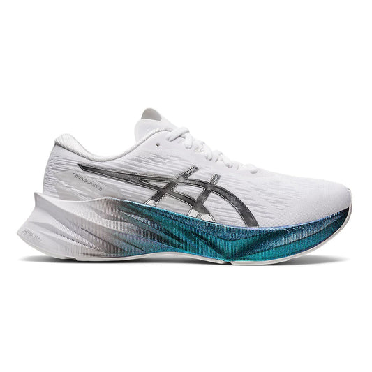 Women's Asics Novablast 3 Platinum, White/Pure Silver, 7.5 B Medium