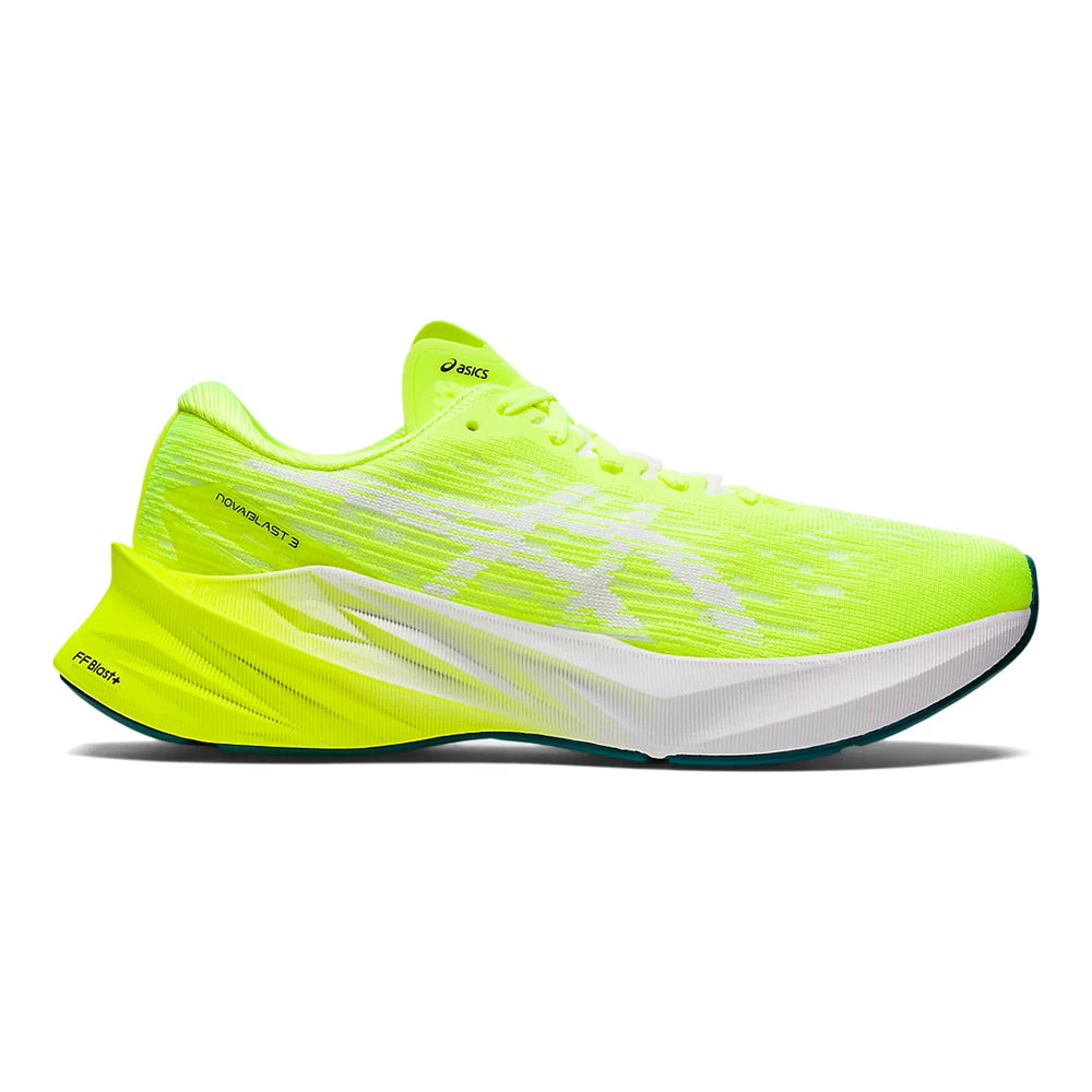 Women's Asics Novablast 3, Safety Yellow/White, 7.5 B Medium