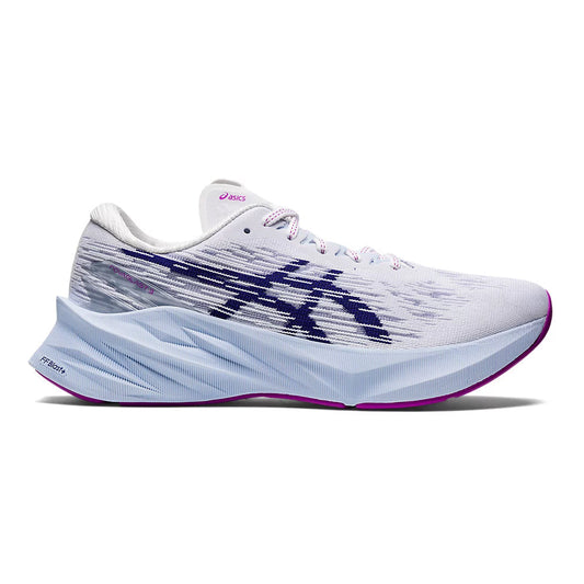 Women's Asics Novablast 3, White/Dive Blue, 8 B Medium