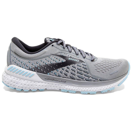 Women's Brooks Adrenaline GTS 21, Oyster/Alloy/Light Blue, 5.5 D Wide
