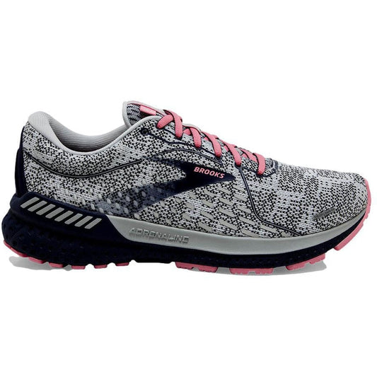 Women's Brooks Adrenaline GTS 21, White/Peacoat/Coral, 6 B Medium