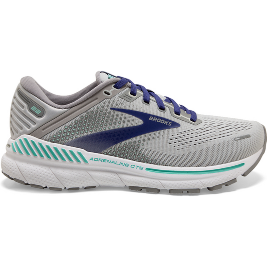 Women's Brooks Adrenaline GTS 22, Alloy/Blue/Green, 8.5 D Wide