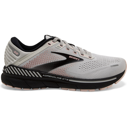 Women's Brooks Adrenaline GTS 22, Grey/Rose/Black, 7.5 B Medium