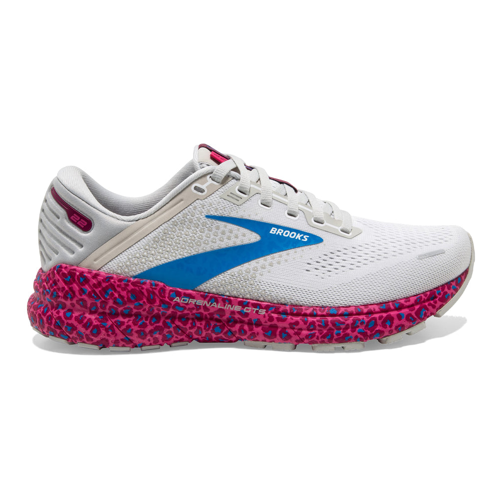 Women's Brooks Adrenaline GTS 22, White/Oyster/Brilliant, 5.5 B Medium