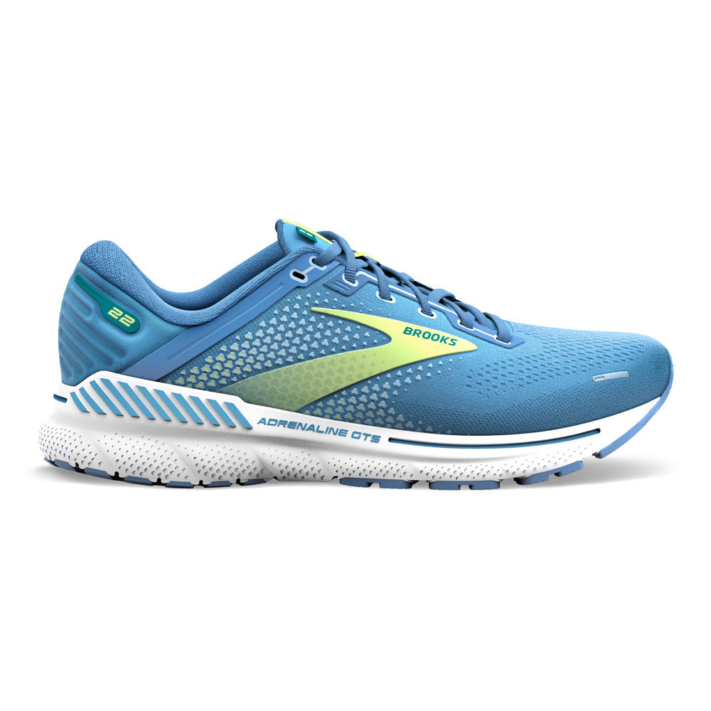 Women's Brooks Adrenaline GTS 22, Silver Lake Blue/Green/White, 9 B Medium