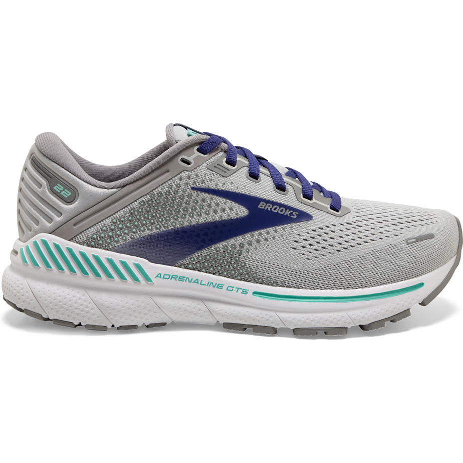 Women's Brooks Adrenaline GTS 22, Alloy/Blue/Green, 8 D Wide
