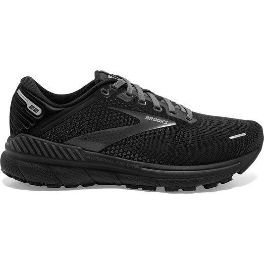 Women's Brooks Adrenaline GTS 22, Black/Black/Ebony, 7.5 D Wide