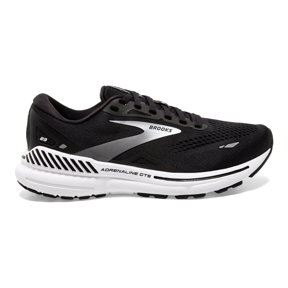 Women's Brooks Adrenaline GTS 23, Black/White/Silver, 12 D