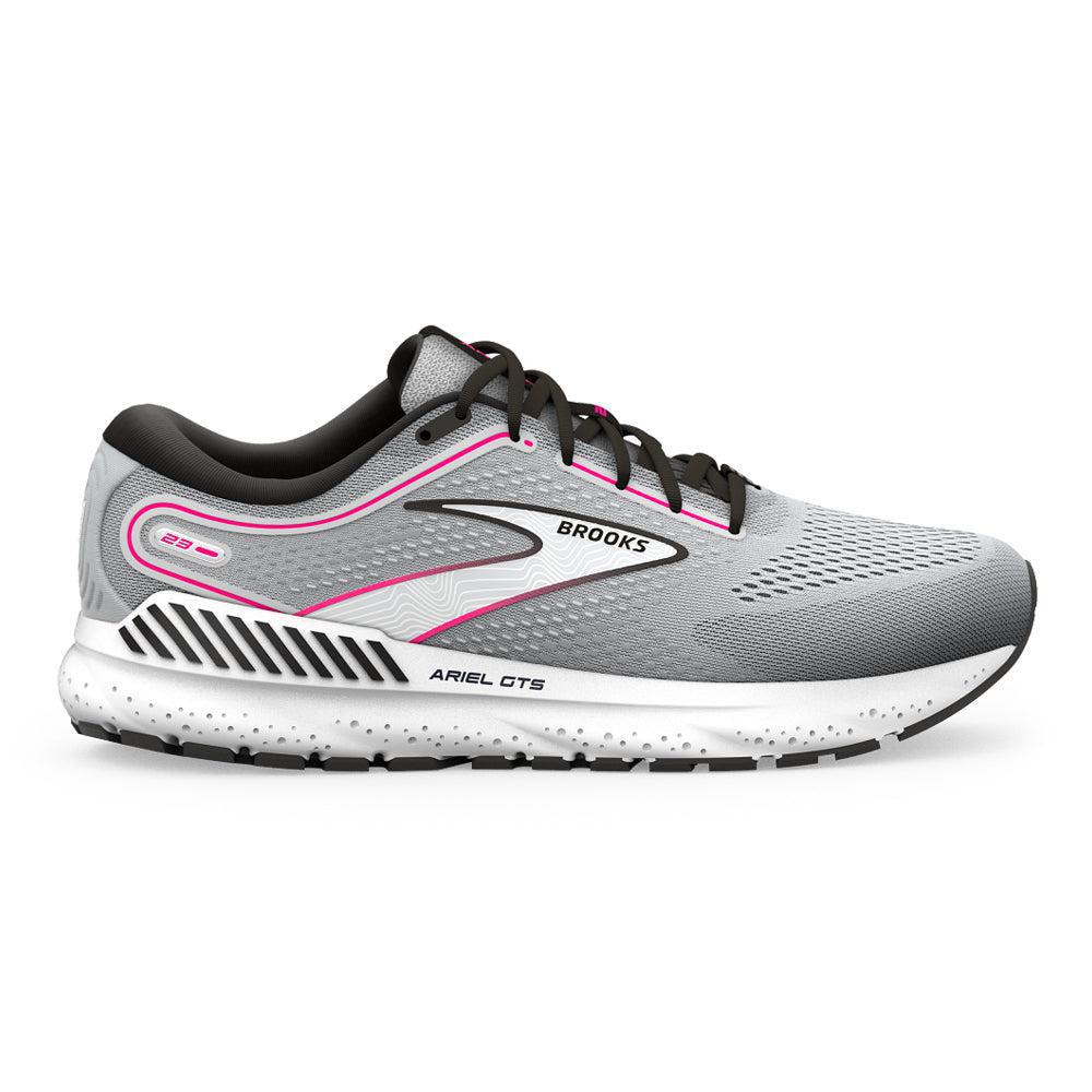 Women's Brooks Ariel GTS 23, Grey/Black/Pink, 9 2E Extra Wide