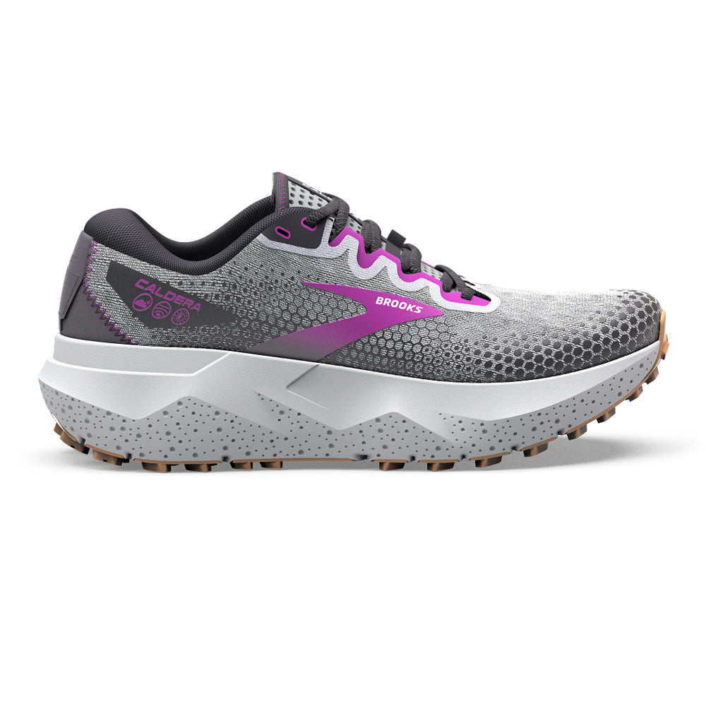 Women's Brooks Caldera 6, Oyster/Blackened Pearl/Purple, 9.5 B Medium