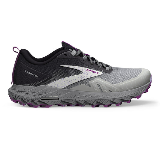 Women's Brooks Cascadia 17, Oyster/Blackened Pearl/Purple, 9.5 B Medium