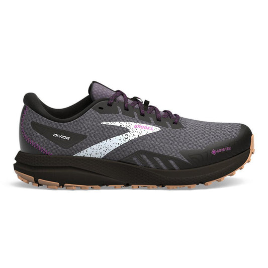Women's Brooks Divide 4 GTX, Black/Blackened Pearl/Purple, 8 B Medium
