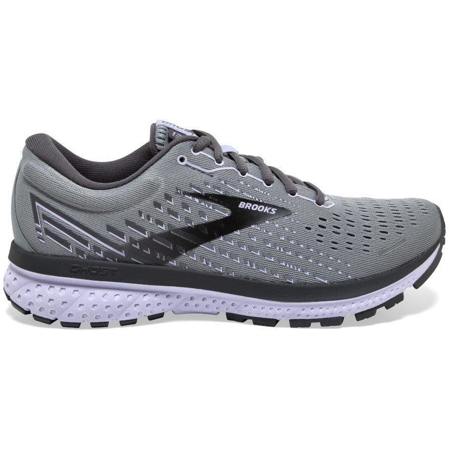 Women's Brooks Ghost 13, Grey/Blackened Pearl/Purple, 8 B Medium