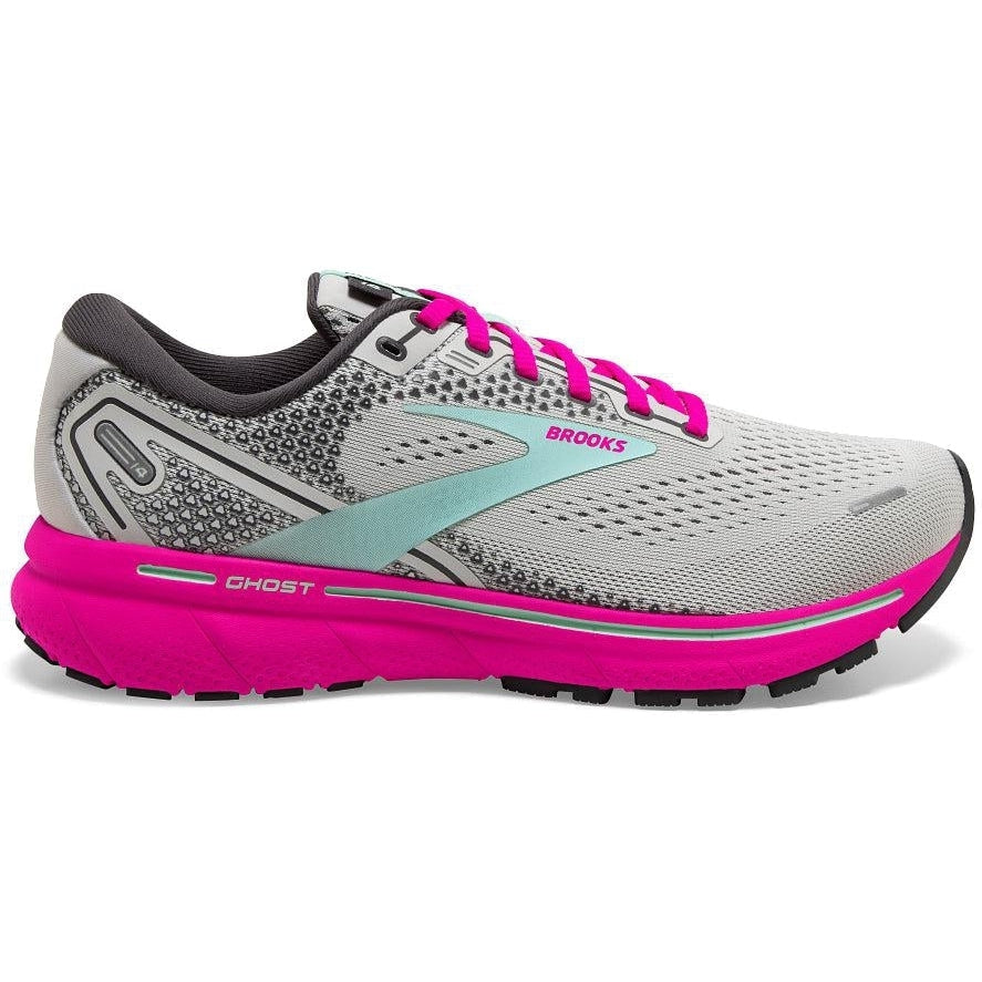 Women's Brooks Ghost 14, Oyster/Yucca/Pink, 8 B Medium