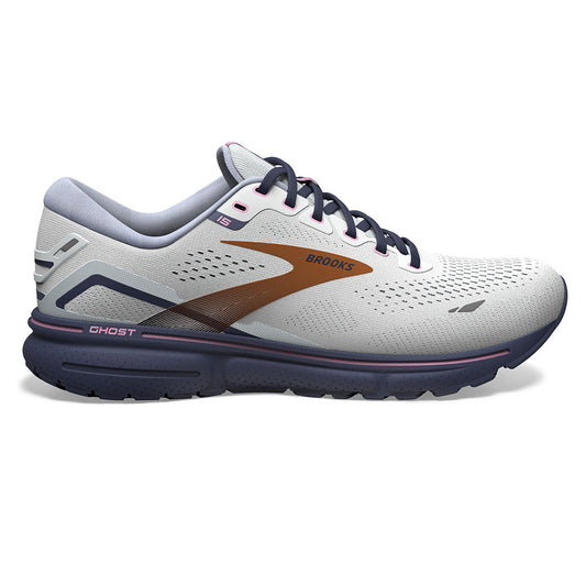 Women's Brooks Ghost 15, Spa Blue/Neo Pink/ Copper, 10.5 B Medium