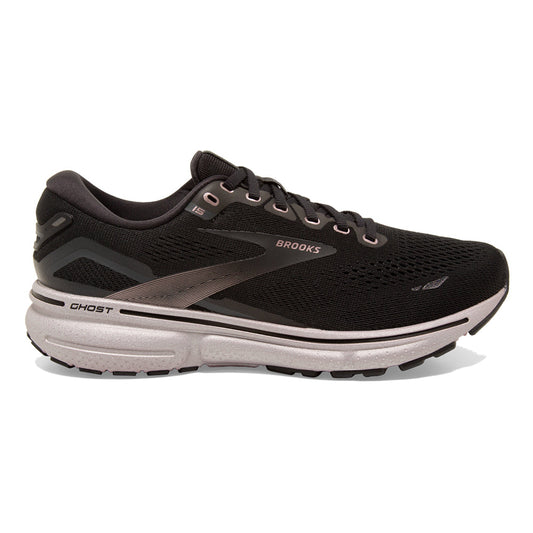 Women's Brooks Ghost 15, Black/Rose Gold, 9 B Medium