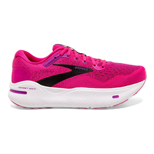 Women's Brooks Ghost Max, Pink Glo/Purple/Black, 11 B Medium