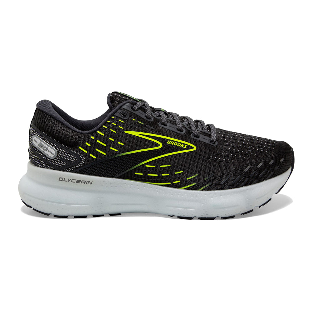Women's Brooks Glycerin 20, Ebony/White/Nightlife, 8 B Medium