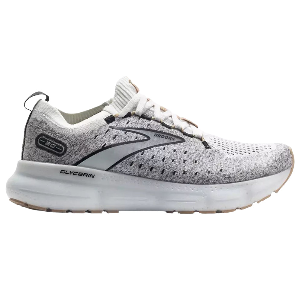 Women's Brooks Glycerin StealthFit 20, White/Black/Cream, 11.5 B Medium