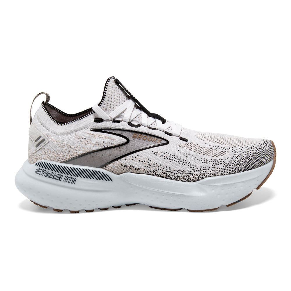 Women's Brooks Glycerin StealthFit GTS 21, White/Grey/Black, 9.5 B Medium