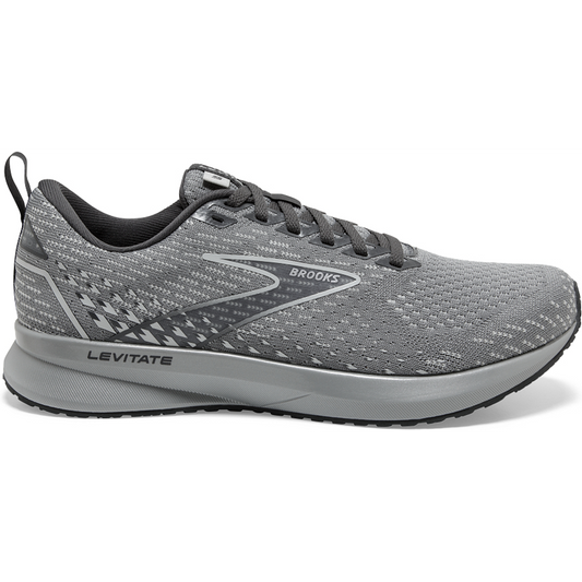 Women's Brooks Levitate 5, Grey/Oyster/Blackened Pearl, 8 B Medium