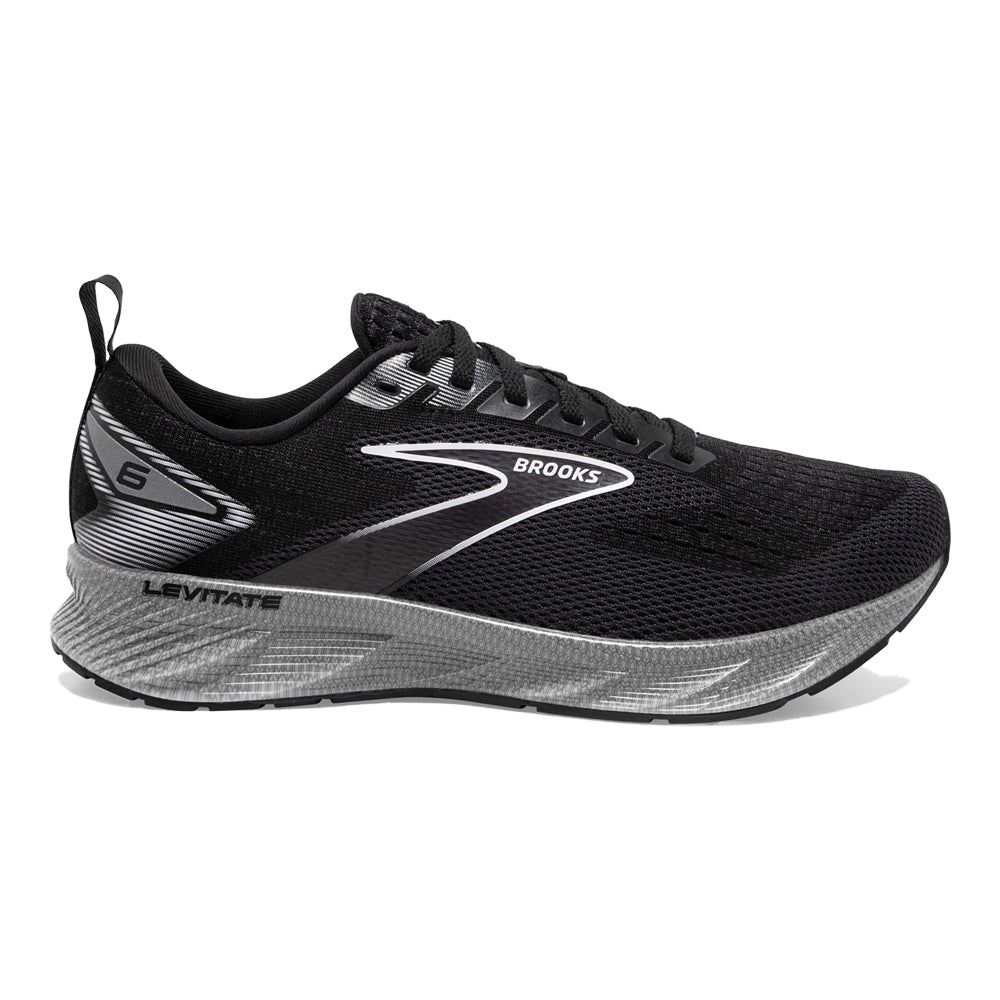 Women's Brooks Levitate 6, Black/Blackened Pearl/White, 5.5 B Medium