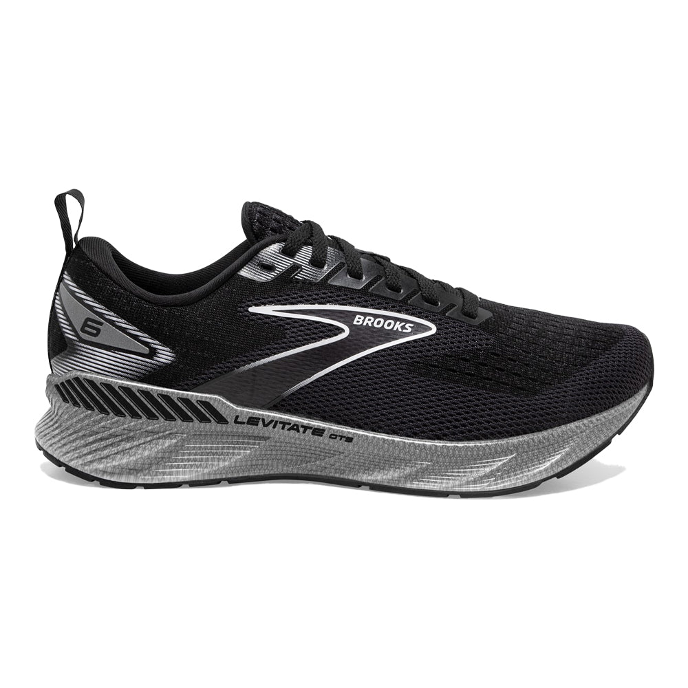 Women's Brooks Levitate GTS 6, Black/Blackened Pearl/White, 7.5 B Medium