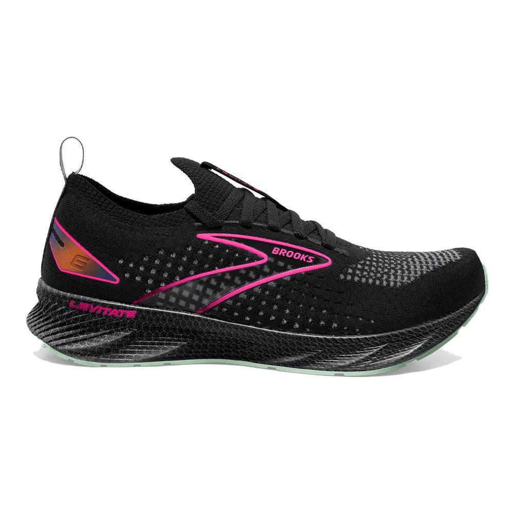 Women's Brooks Levitate StealthFit 6, Black/Pink, 9 B Medium