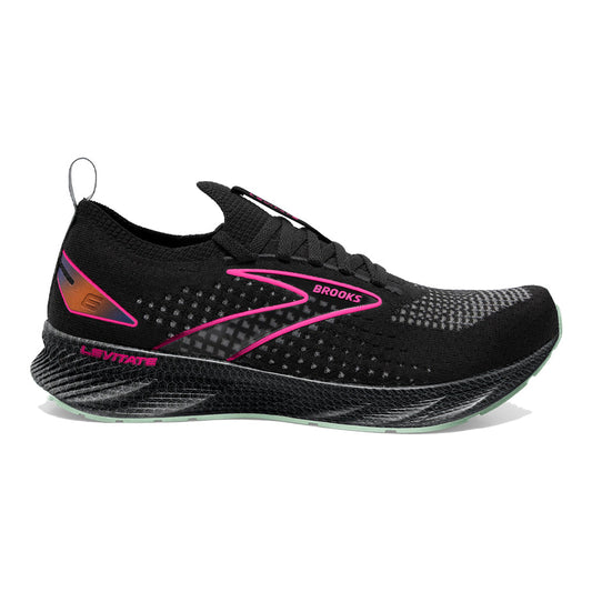 Women's Brooks Levitate StealthFit 6, Black/Pink, 8 B Medium