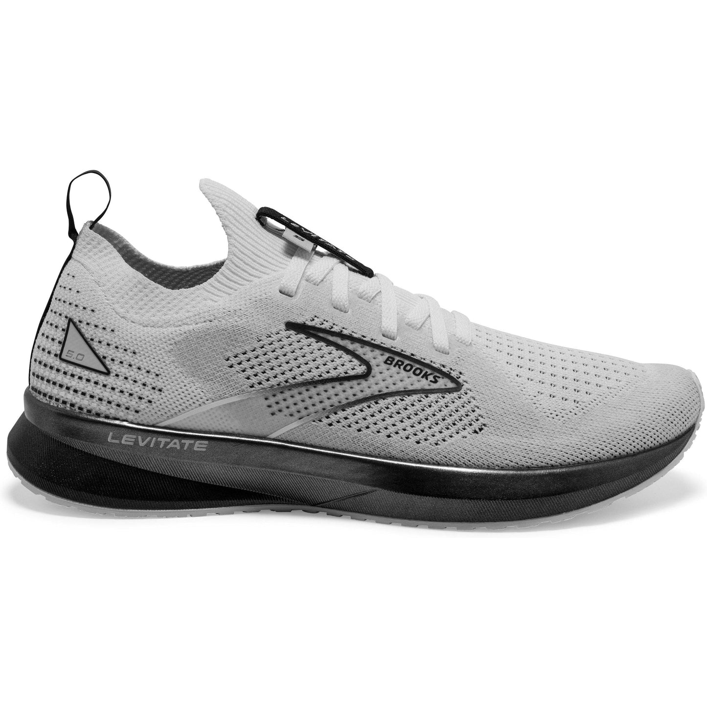 Women's Brooks Levitate Stealthfit 5, White/Grey/Black, 8.5 B Medium