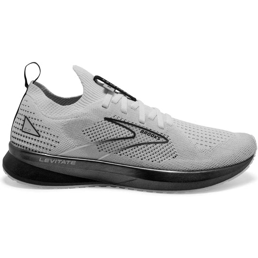 Women's Brooks Levitate Stealthfit 5, White/Grey/Black, 8 B Medium