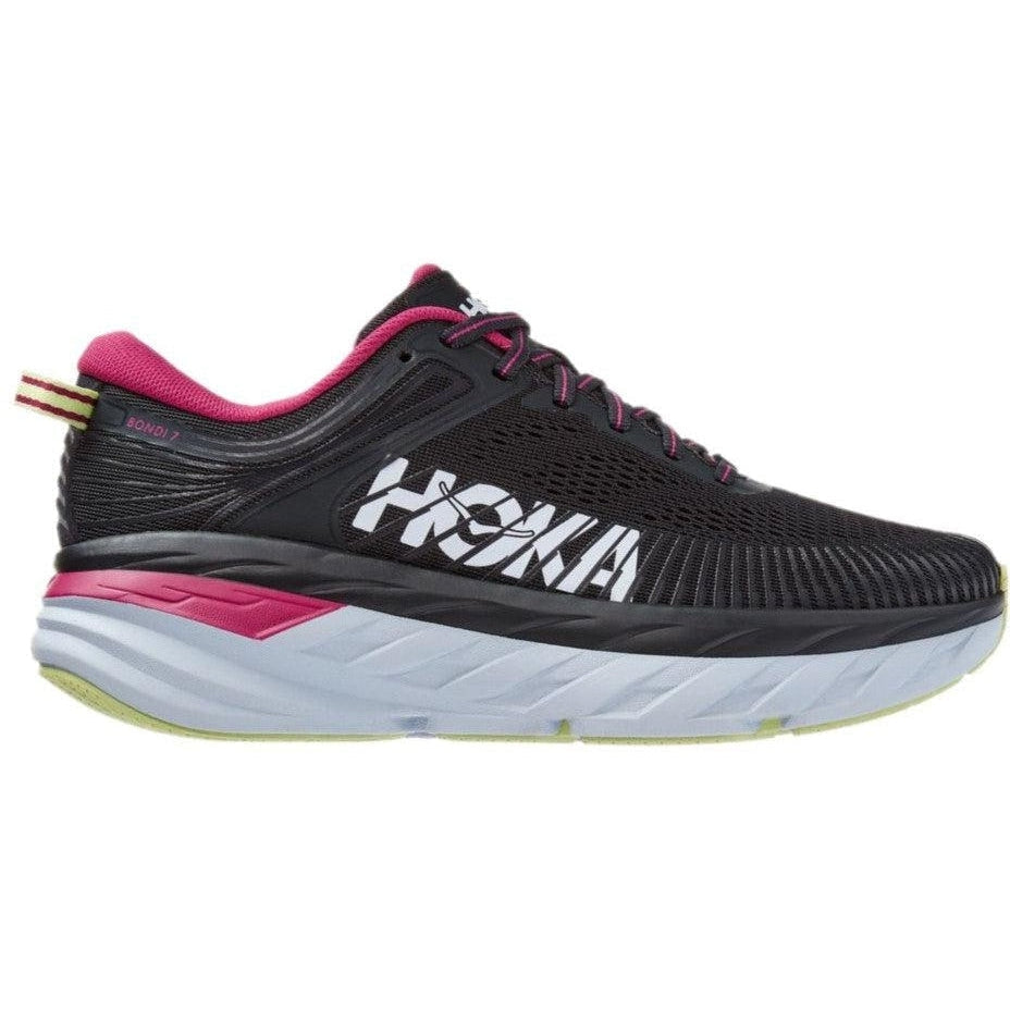 Women's Hoka One One Bondi 7, Blue Graphite/Festival Fuchsia, 10.5 B Medium