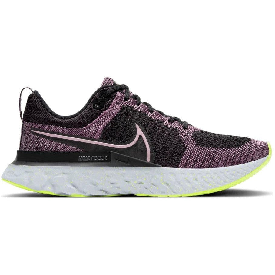 Women's Nike React Infinity Run Flyknit 2, Violet Dust/Elemental Pink/Black/Cyber, 9.5 B Medium